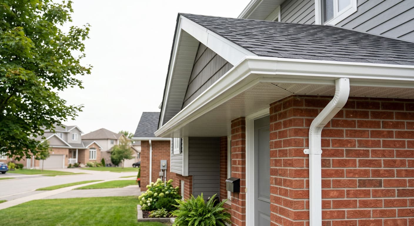 New eavestrough and soffit on a residential home in Welland